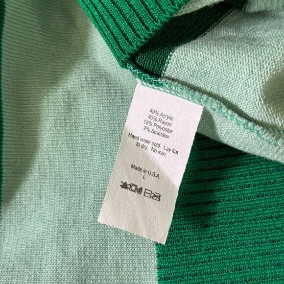 Elhoffer Top Women Large Detective Green Striped Polo Costume Cosplay Knit Shirt - Picture 8 of 11